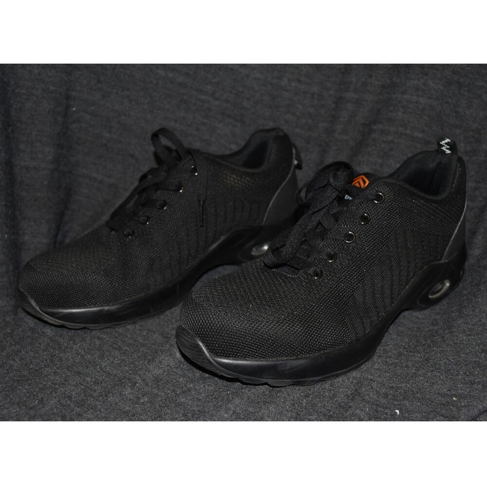 DYKHMILY Women's 9 Men's 7.5 Steel Toe Sneaker Work Shoes Black